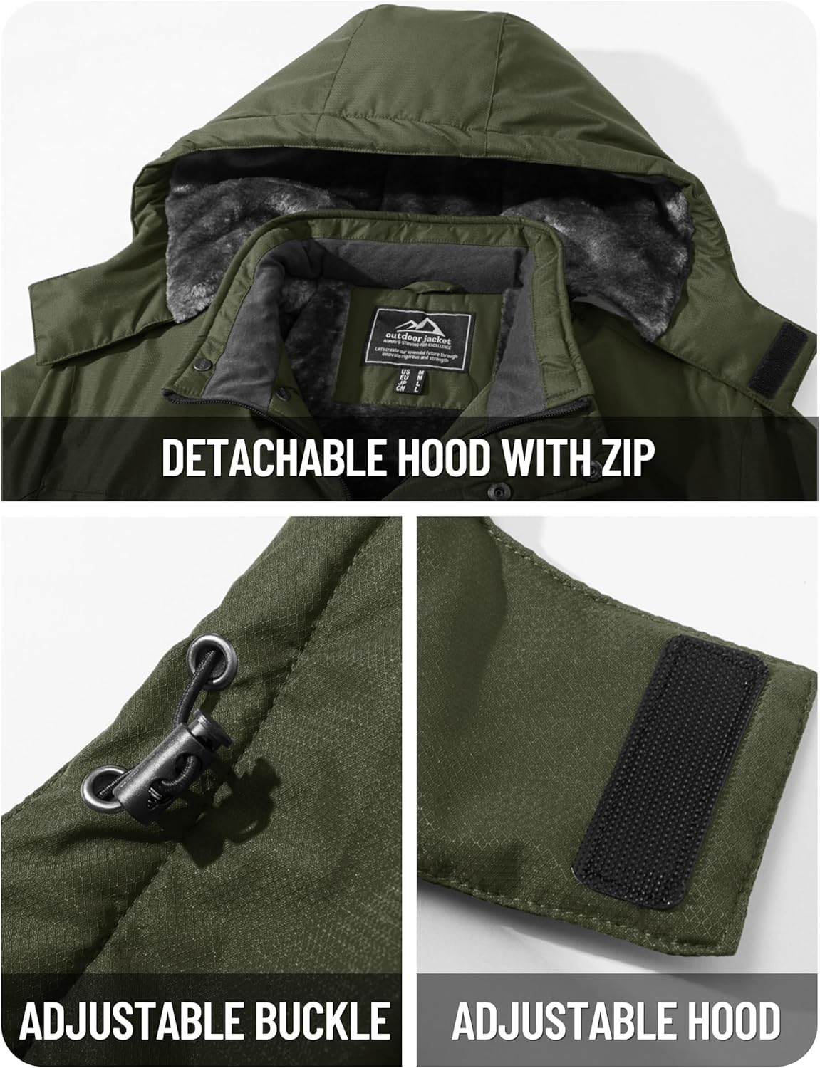 TACVASEN Men's Winter Jacket Waterproof Ski Coat Warm Fleece Lined Windproof Snowboard Jacket with 4 Pockets Hiking - Image 4