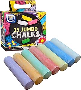 Navoys 20pcs Chunky Jumbo Chalk Sticks 10.5cm 4 Bright Washable Sidewalk Pavement Driveways Blackboard Chalkboard Colourful Chalk Great For Outdoor Wall Murals Games