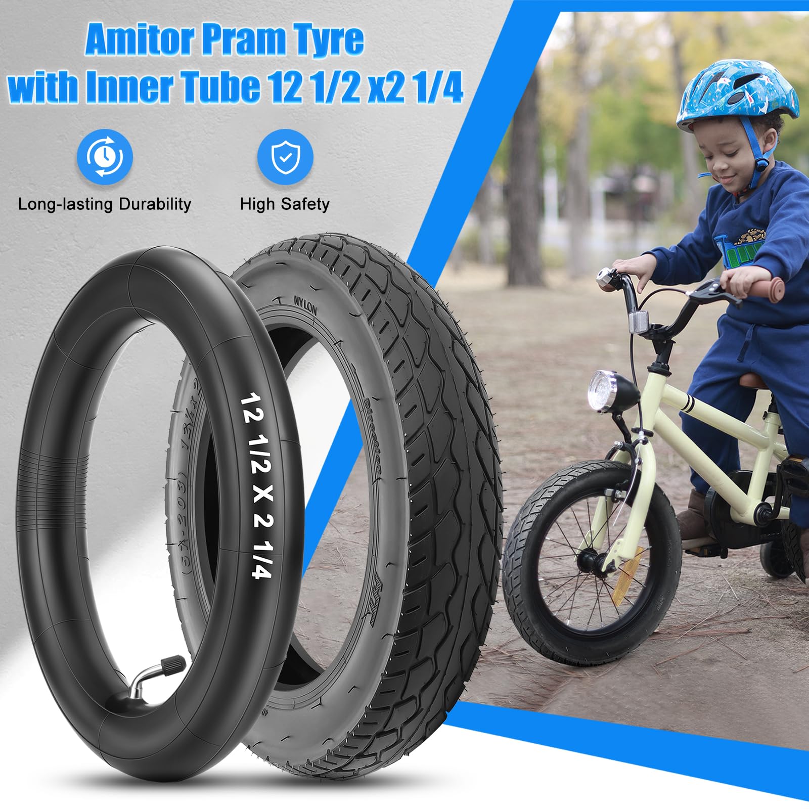 Amitor 12 1/2 x 2 1/4 57-203 Tyres with Hose, High Stability & Durability - Image 4
