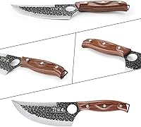 Vista 8 de 3PCS Butcher Knife Set, 7" Butcher Meat Cleaver, 7" Serbian Chef Knife and 6.5" Viking Knife, Hand Forged Kitchen Knife Set with Plastic Handle