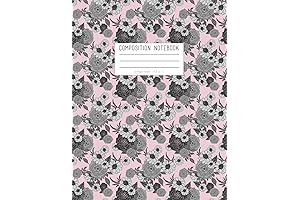 Pink And Grey Floral Composition Notebook - College Ruled, 8.5 x 11