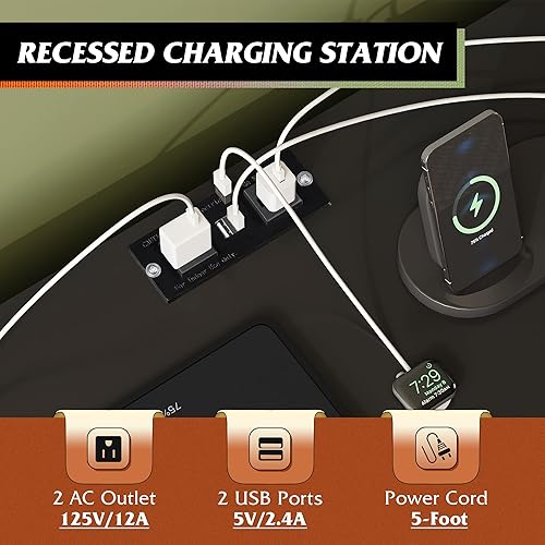 Vista 6 de WLIVE Black Dresser TV Stand for 45, 50, 55 inch TV, Entertainment Center with LED Lights & Charging Station, Chest of Drawers with 8 Fabric Drawers