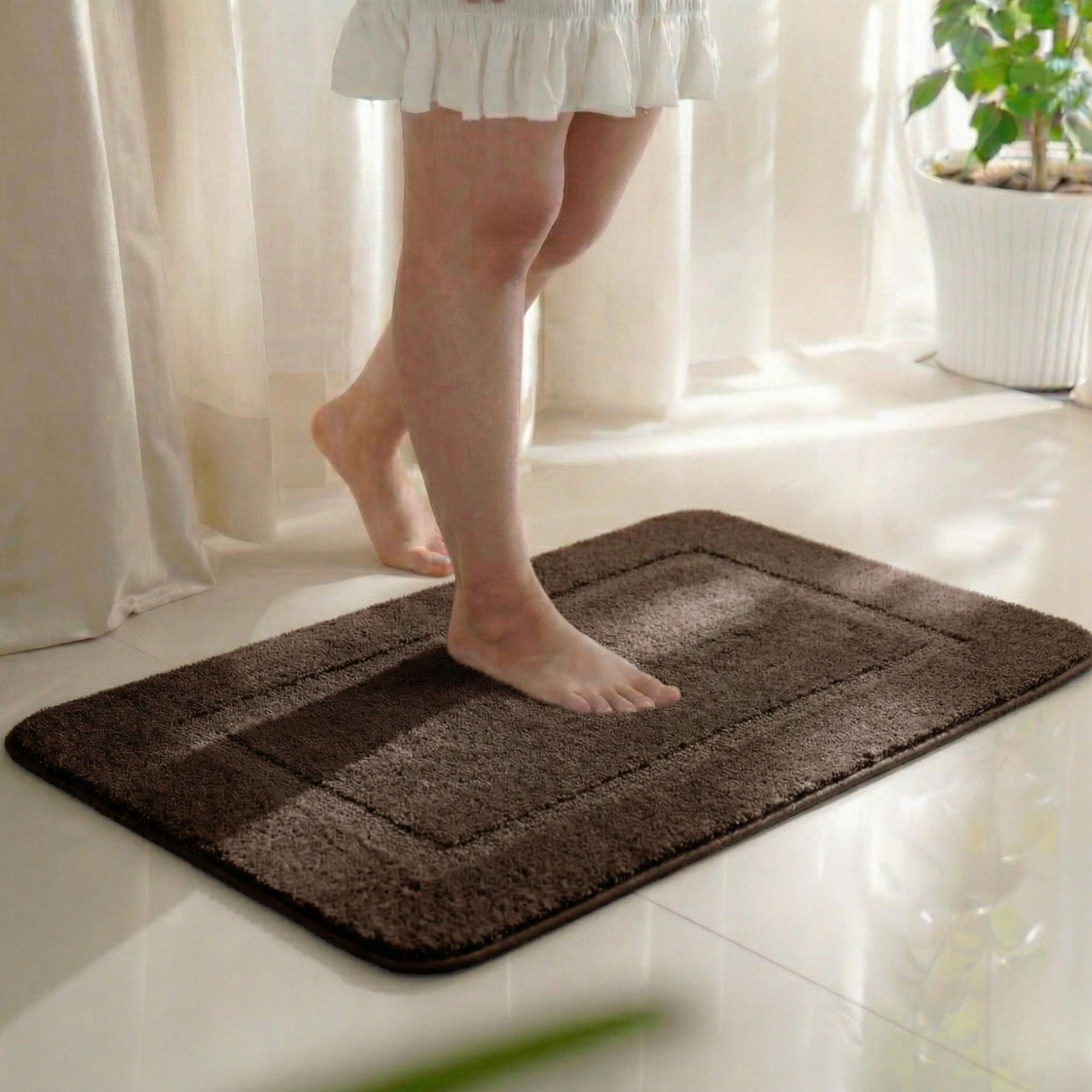 Saral Home - Good Morning Mat, Soft, Anti-Skid, Washable, Water Absorbent, Quick Drying, All time usable Bathmat/Doormat/Runner. Slip-Resistant Backing for Everyday Safety.(DK.Brown. 50X70-1PC)-image-30