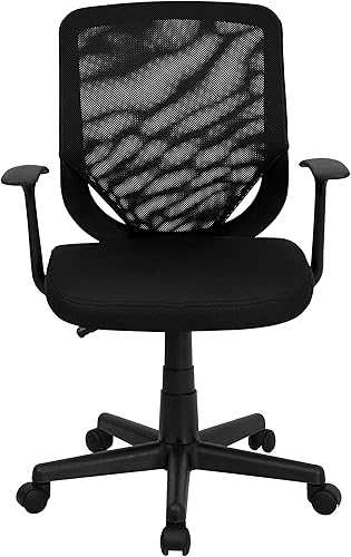 Miniatura 7 de Flash Furniture Norris Silla de oficina giratoria de malla negra con respaldo cónico y brazos en T