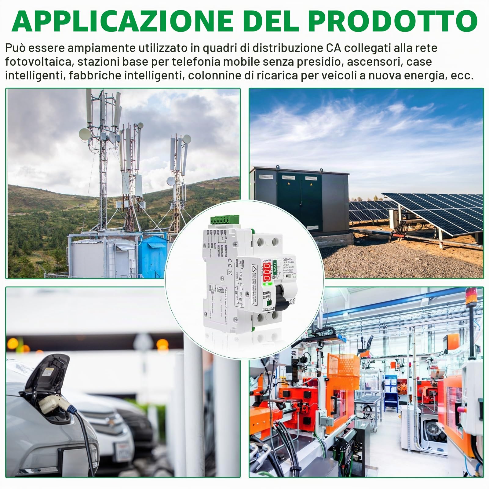DEWIN Salvavita con Riarmo Automatico 40A,Differenziale Riarmo Automatico 300mA Interruttore Differenziale a Riarmo Automatico Display a LED (300mA TypeAC)