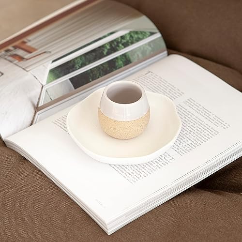 Miniatura 8 de Juego de 4 tazas de café espresso de cerámica, capacidad de 4.5 onzas, tazas de café pequeñas y modernas, aptas para lavavajillas, tazas de café