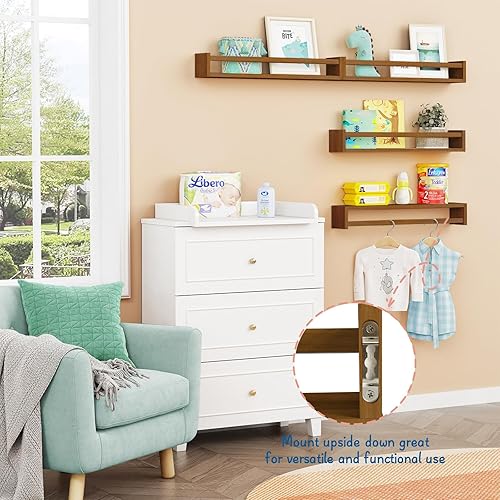 Miniatura 24 de Forbena Estantería de pared de 24 pulgadas para dormitorio de niños, juego de 4, estantes flotantes blancos para libros de bebé, niños y niñas, 1.