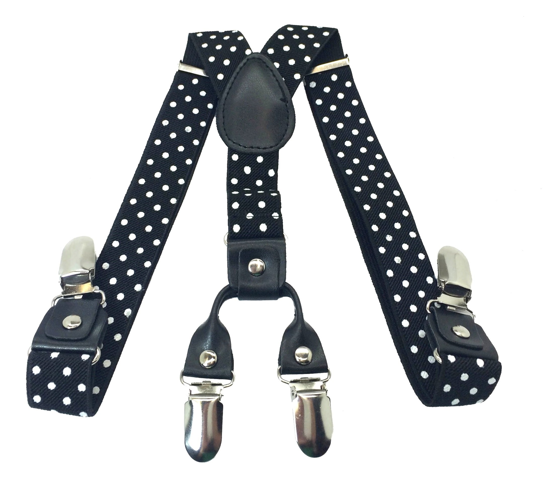 Toddler Kids Baby Boys & Girls Child 4clips Suspender (BK Polka DOT)