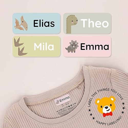Miniatura 3 de Etiquetas termoadhesivas con nombre para ropa (120 unidades, 1.2 x 0.5 pulgadas) - Etiquetas personalizables para ropa, seguras para la ropa sucia y