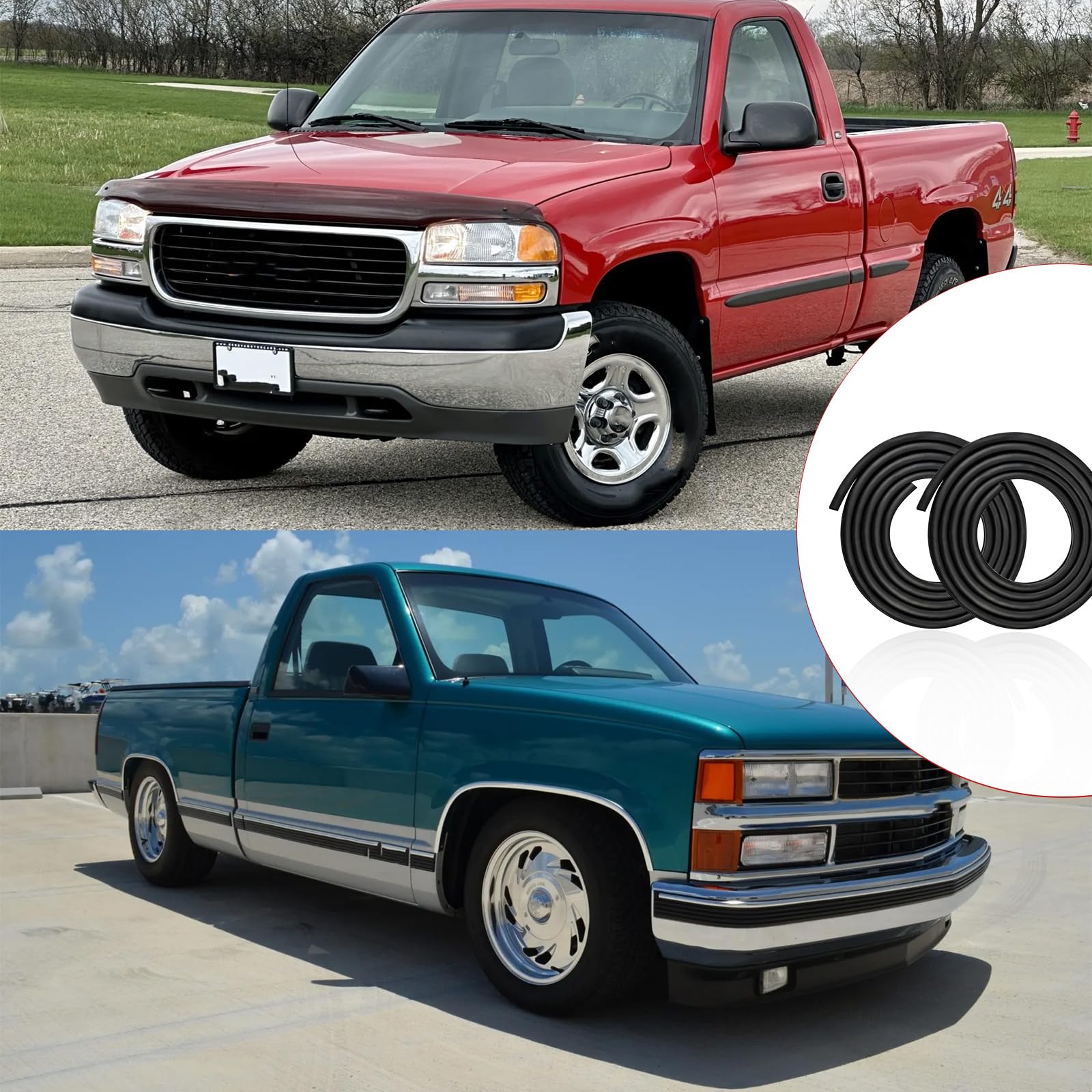 1 para uszczelek do drzwi 1988-2000, kompatybilna z Chevy GMC C1500 C2500 C3500 K1500 K2500 K3500, do Suburban Yukon Blazer Tahoe, gumowa uszczelka wykończeniowa, przednia lewa + prawa strona