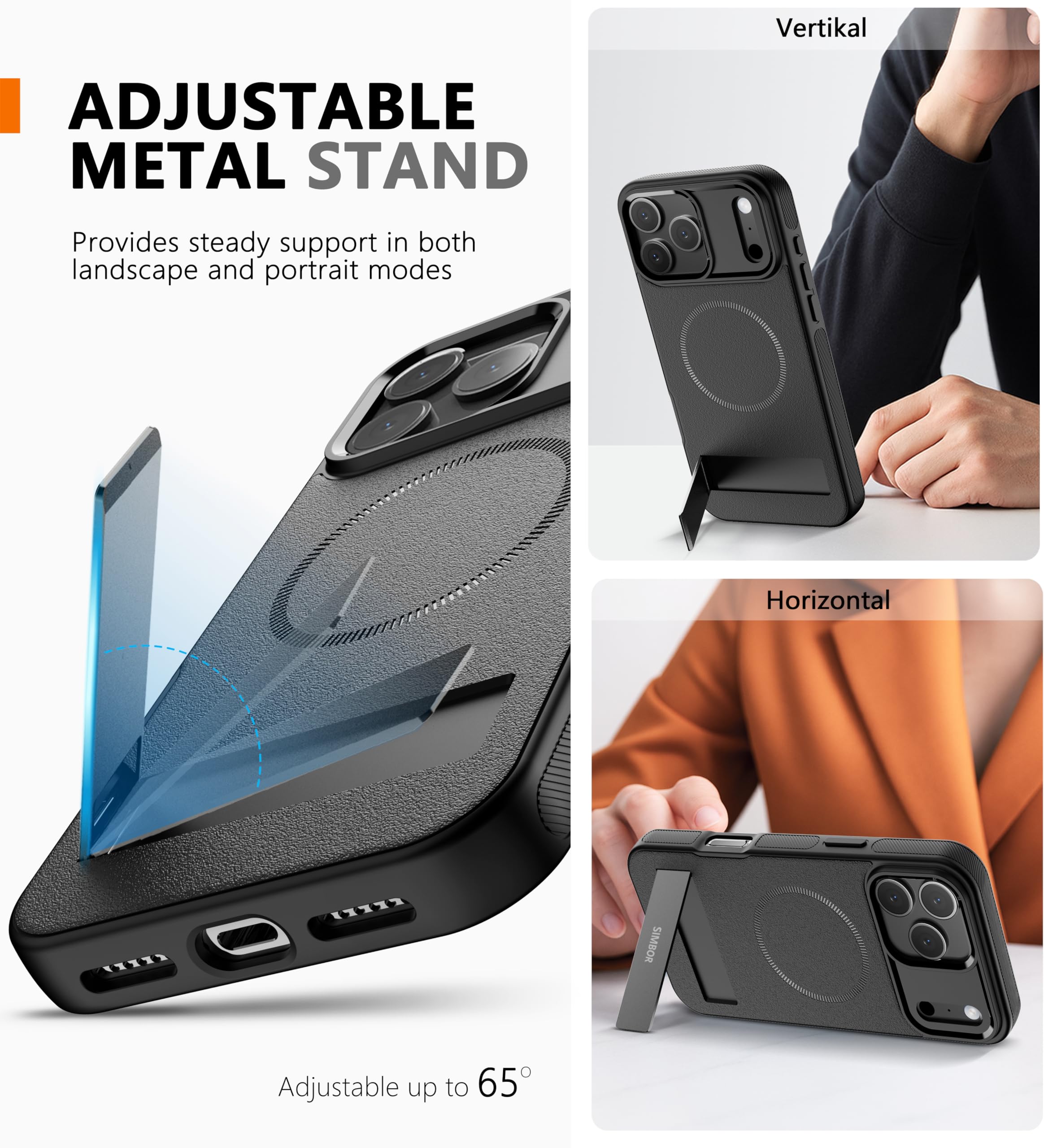Amazon.com: SIMBOR Magnetic for iPhone 17 Pro Case with Stand