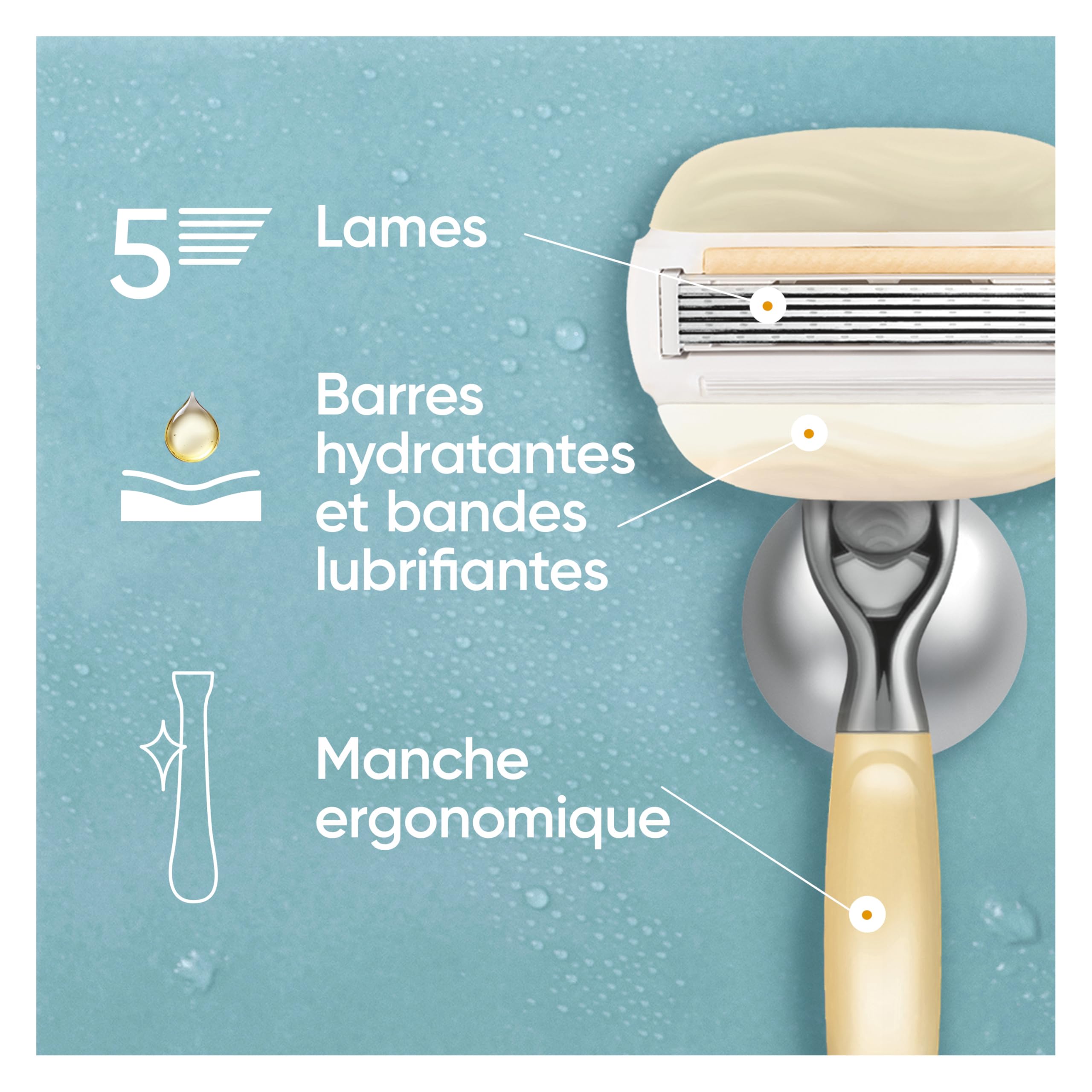 Gillette Venus Lames de Rasoir Femme, 3 Recharges Comfort Glow | Formule à l’Huile d’Argan Conçue pour la Peau Sèche, Barres Hydratantes, Mousse et Rase, 1 Rechange Jusqu’à 30 Jours