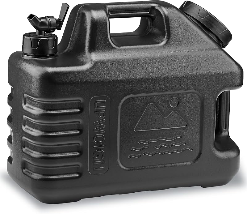 UPWOIGH 3.5 Gallon Camping Water Jug with Spigot, Black, 1 Pack | BPA-Free HDPE, Dual Cap Openings, Built-In Handle, Leak-Resistant Design for Travel and Emergencies