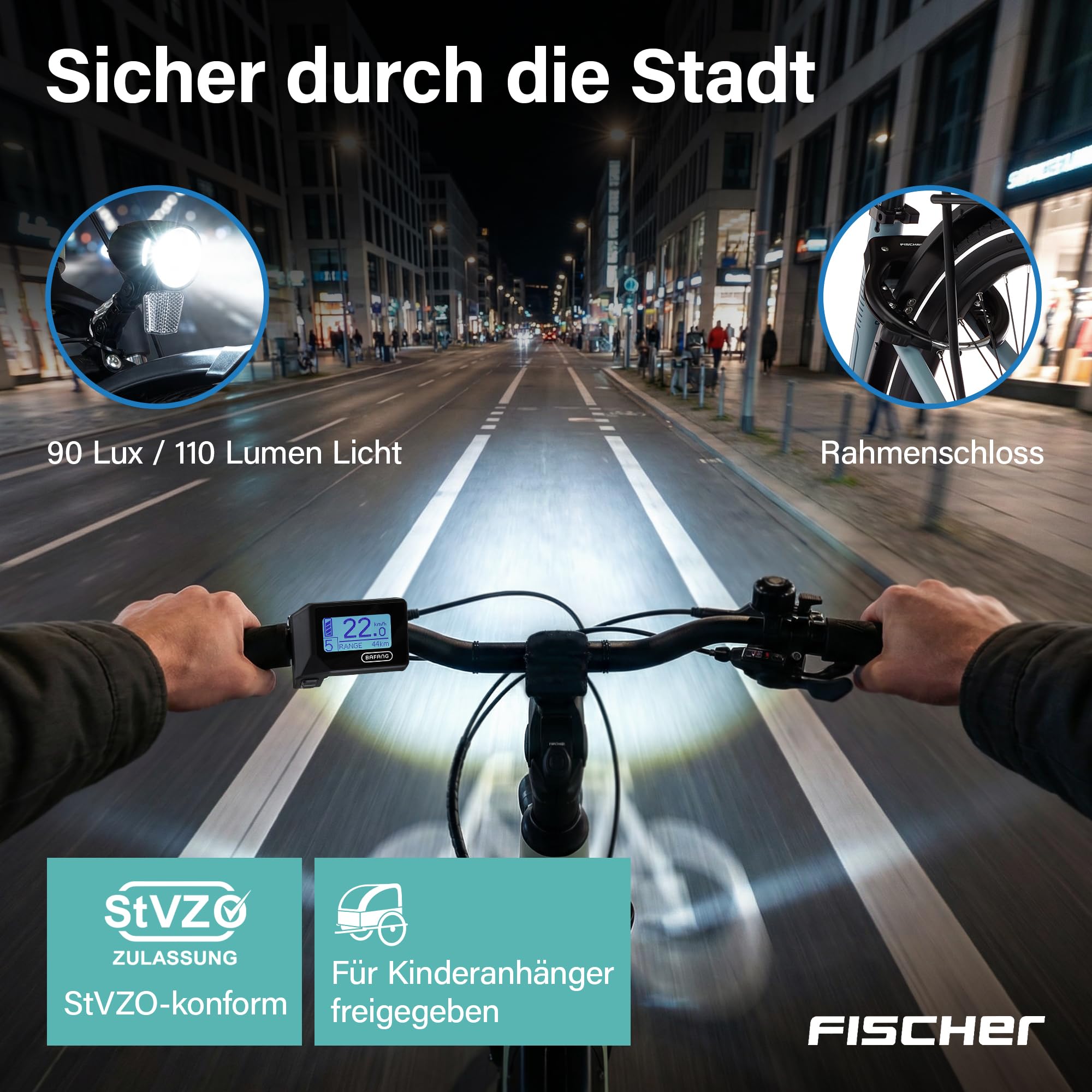 Fischer E-Bike City CITA 2404 Active, Elektrofahrrad für Damen und Herren, RH 43, 688Wh, Mittelmotor 65 Nm, 36 V Akku