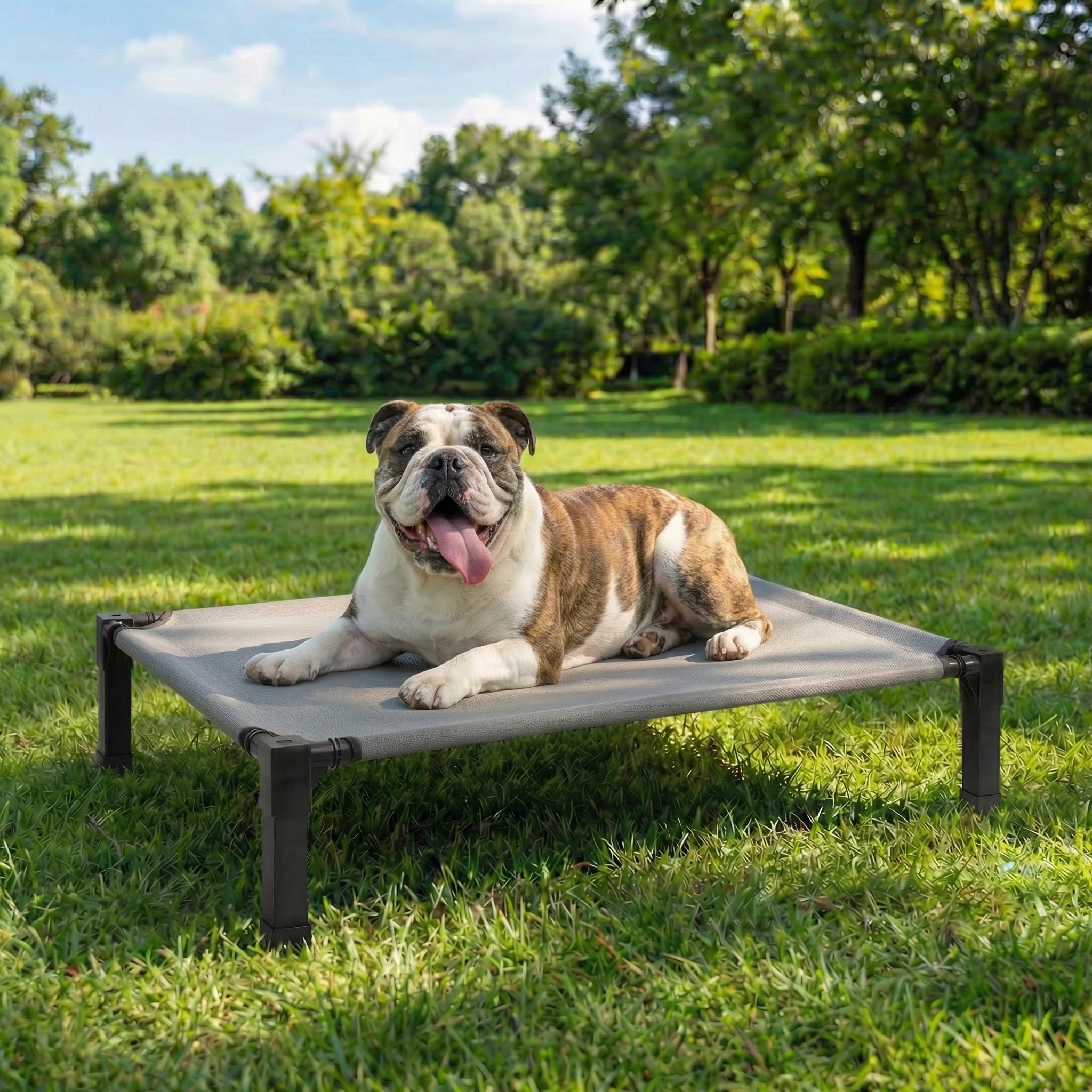 Niubya Hundeliege Outdoor Grosse Hunde - Hundeliege in und Outdoor Garten, Erhöhtes Hundebett für draußen Camping erhöhtes Hundebett, Größe für Hunde maximal 32 kg, 107x77×21 cm, höhe in 22cm