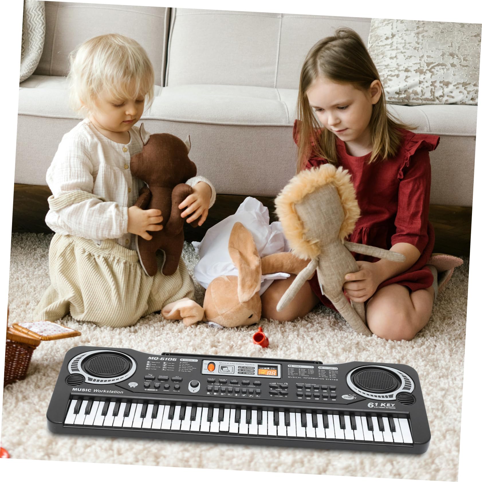 BESPORTBLE Piano Electrónico Reconocimiento de Voz y Material Abs de 61 Teclas Juguete Educativo Musical para Mejorar la Audición y Aprendizaje Infantil para Niños