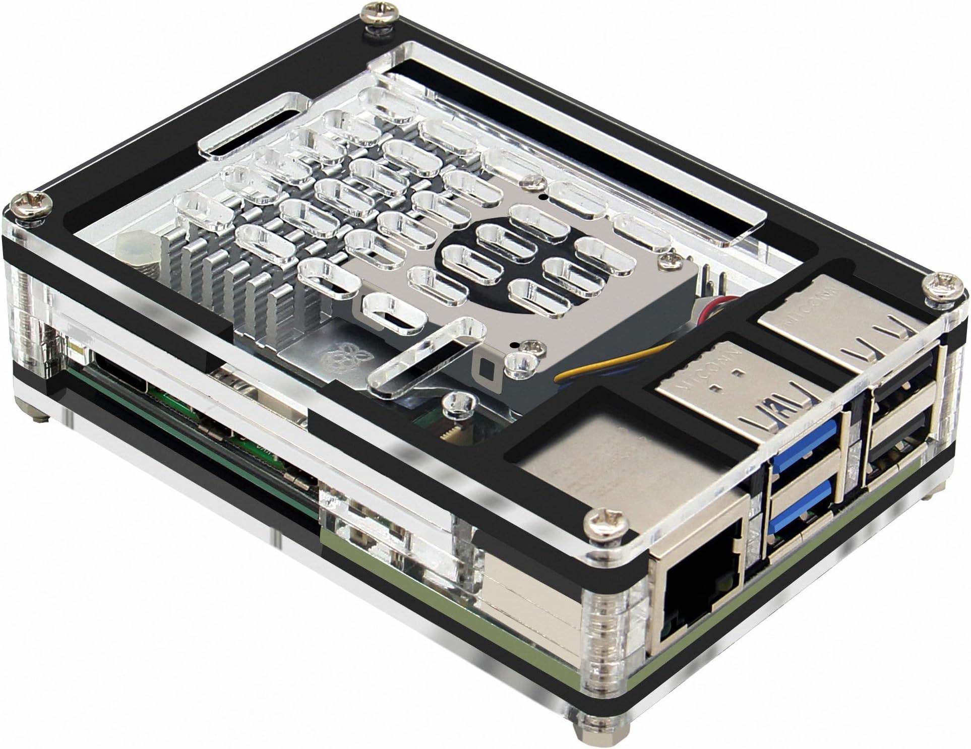 GeeekPi Acryl Gehäuse für Raspberry Pi 4 Model B & Raspberry Pi 3 Model B +, Raspberry Pi Hülle