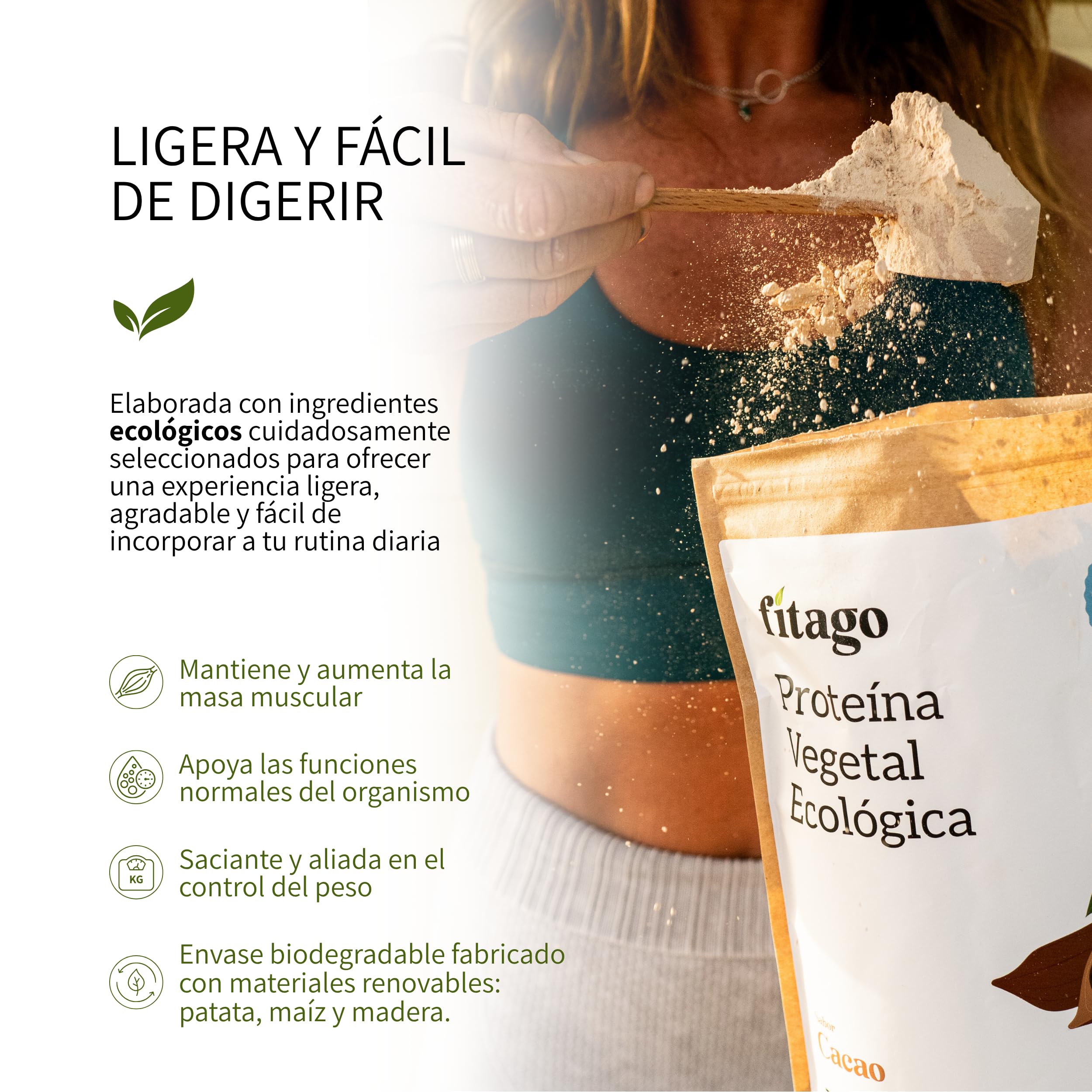 Proteina Vegana Ecologica en Polvo, 1kg | 73% Proteina Vegetal de Cacao