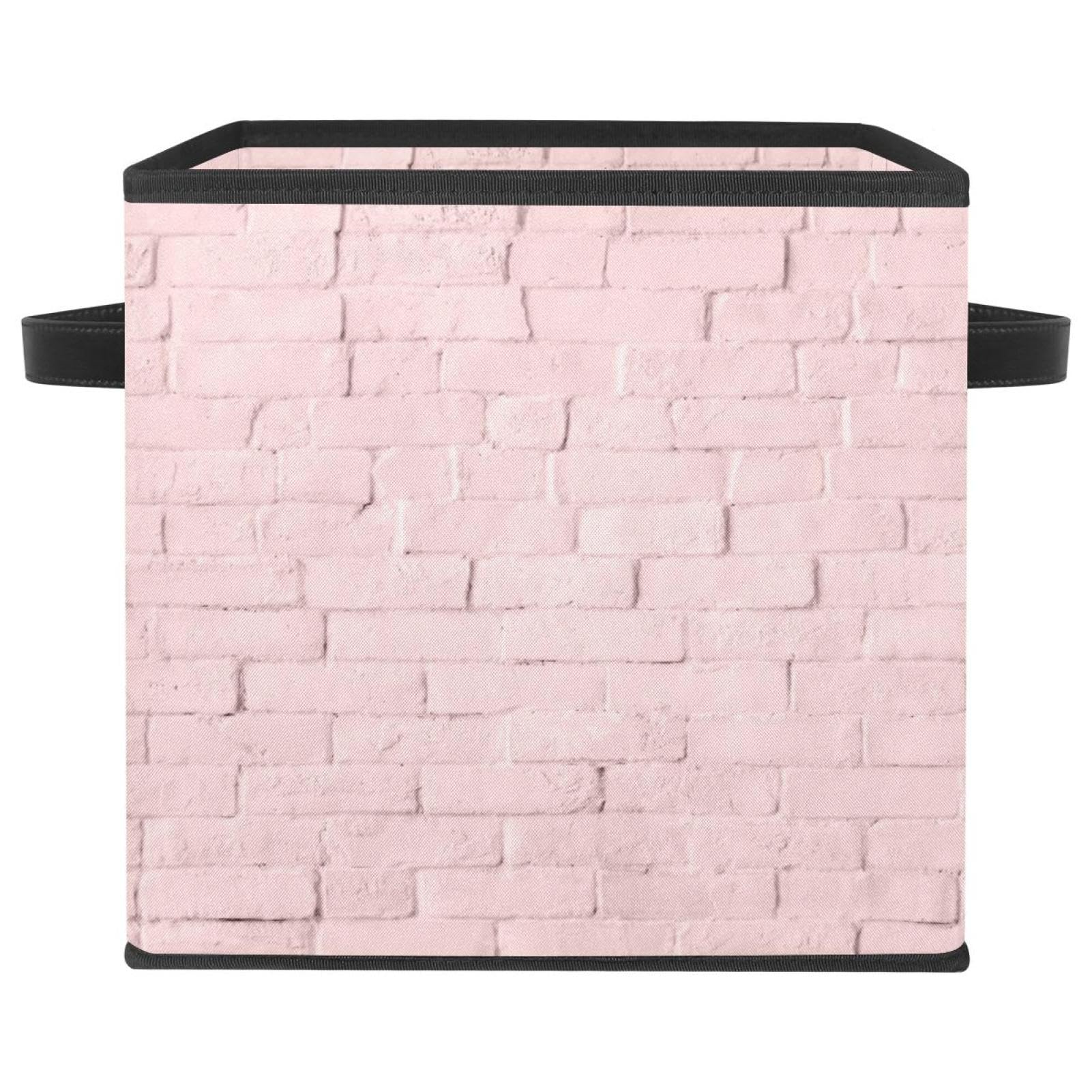 Boîte de rangement pliable en tissu rose : cube organisateur à poignées pour placard de chambre