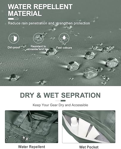 Miniatura 8 de Bolsa de gimnasio para mujeres y hombres con compartimento para zapatos, bolsa de lona deportiva, impermeable, para viajes, fin de semana, para