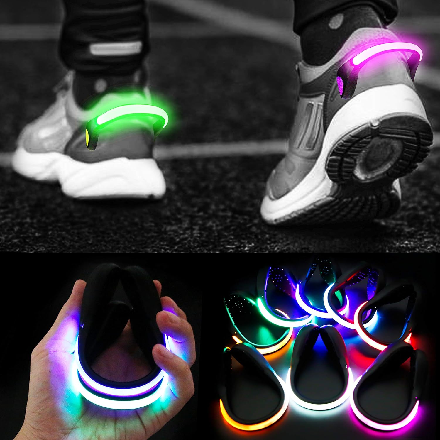 PROLOSO 8 Pack Shoe Lights for Runners Clip On Shoe Clip