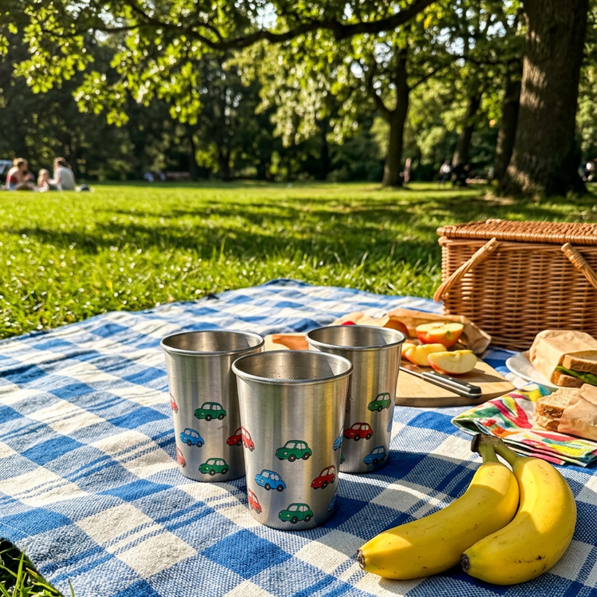 Open Cup Set of 3 Items | Stainless Steel | Plastic-Free | Kids Design | Ideal for Children, Toddlers and Babies (6 Months +) | 230ml x 3 (Car) — view 6