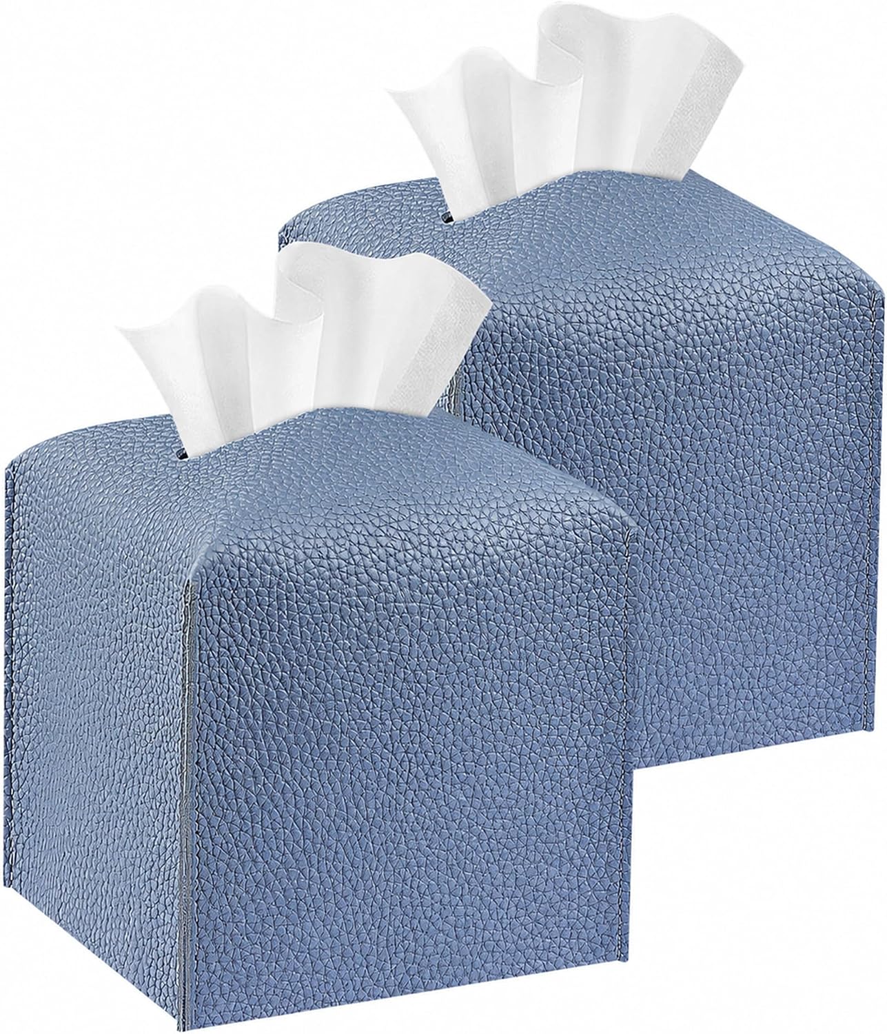 Square Tissue Box Cover PU Leather Tissue Holder for Bathroom, Cube Décorative Organizer, Tissue Paper Dispenser for Bathroom, Kitchen, Bedroom, Office, Tabletop (1, Gold)