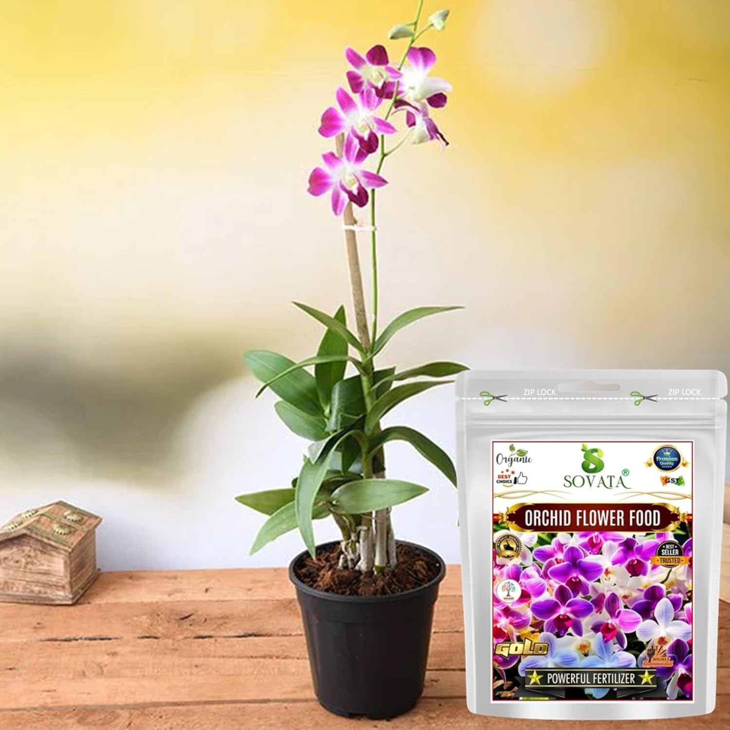 Sovata® Orchid Flower Food, Powerful Organic Fertilizer for heavy flowering and fast growth of Orchid Plants. (400 gm)