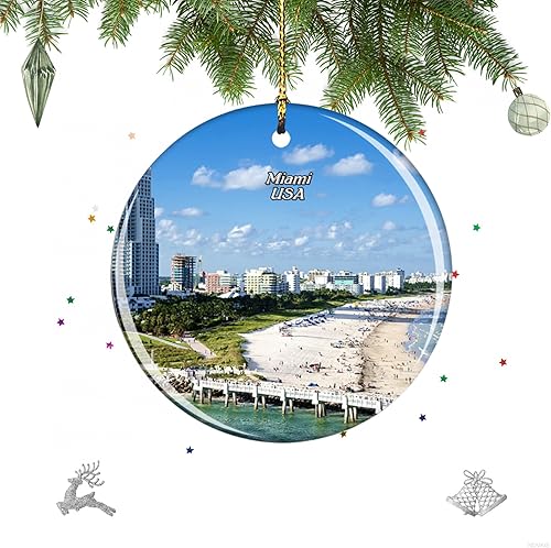 Beach Miami Florida USA Christmas Ornament, Souvenir Gift, Gift for Christmas, Home Decor Ornament, Christmas Tree Decorations Ornament