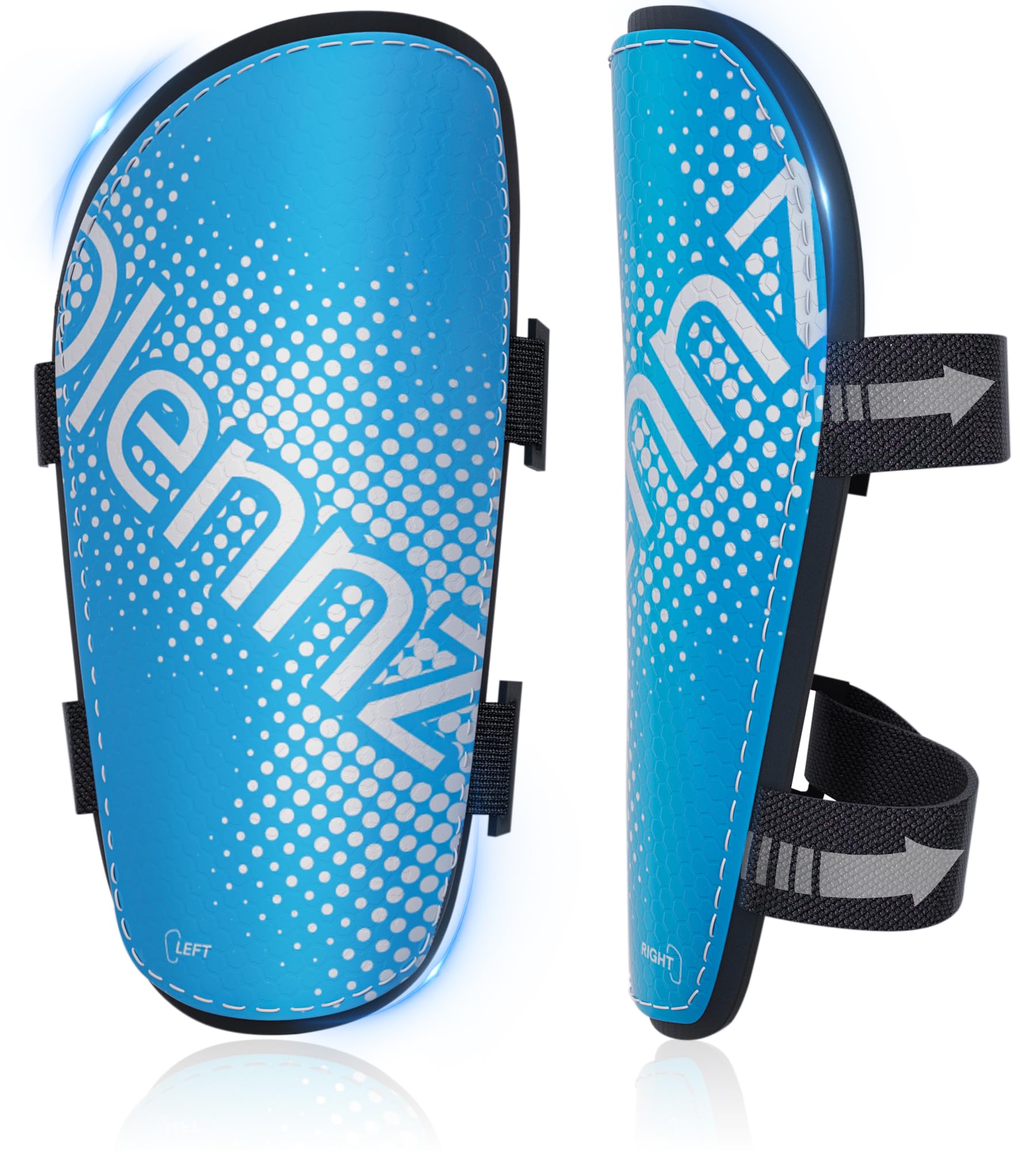 RAYSHARP Parastinchi da calcio per ragazzi, comodi e resistenti, con cinghie regolabili, per ragazzi, ragazze, adolescenti, adulti, blu, M