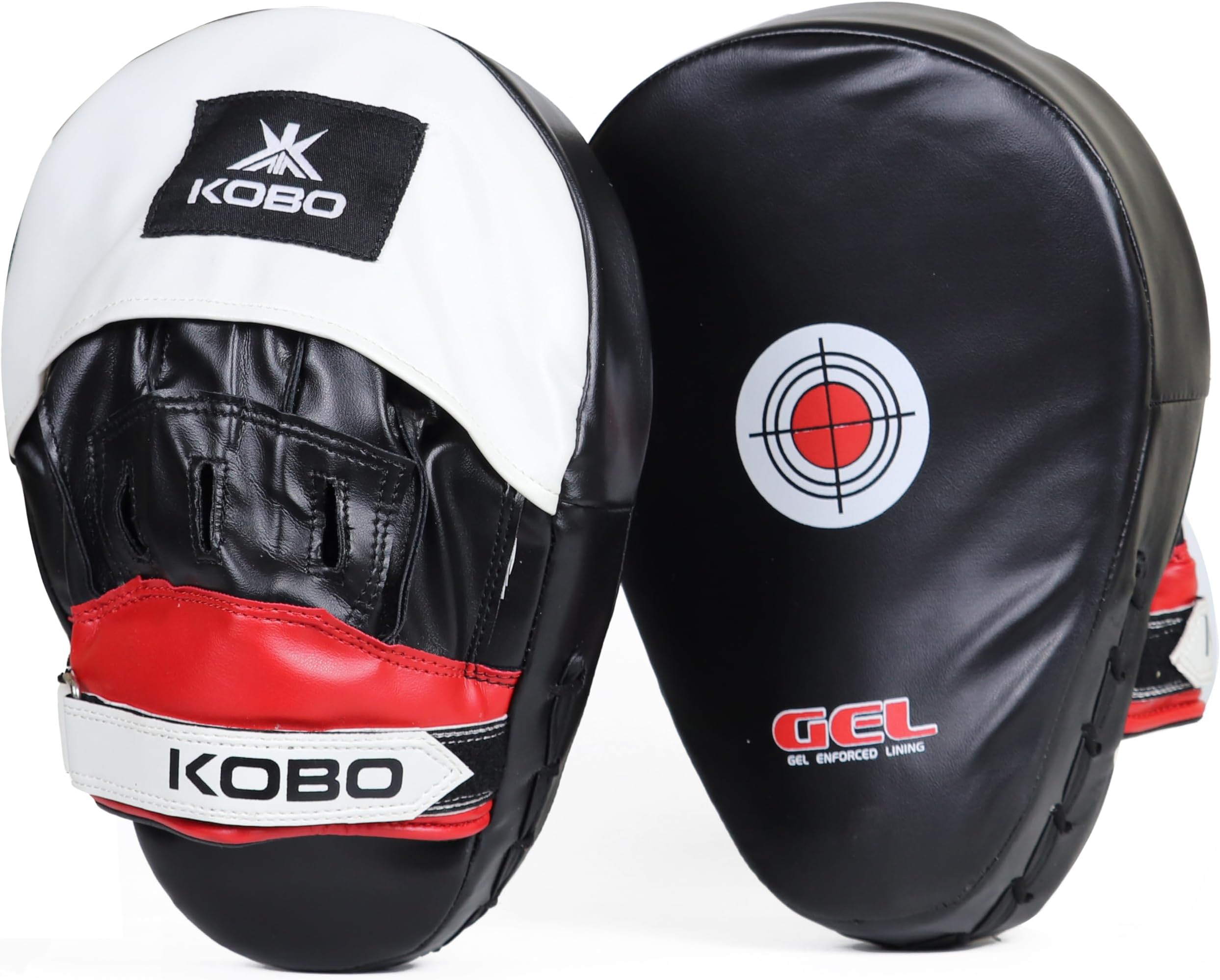 Kobo P.U Leather Focus Pad Curved Padded for Boxing Gloves, Martial Arts Sparring Training Professional Punches for Gym Focus Target Hook and Jab Pads Men Women