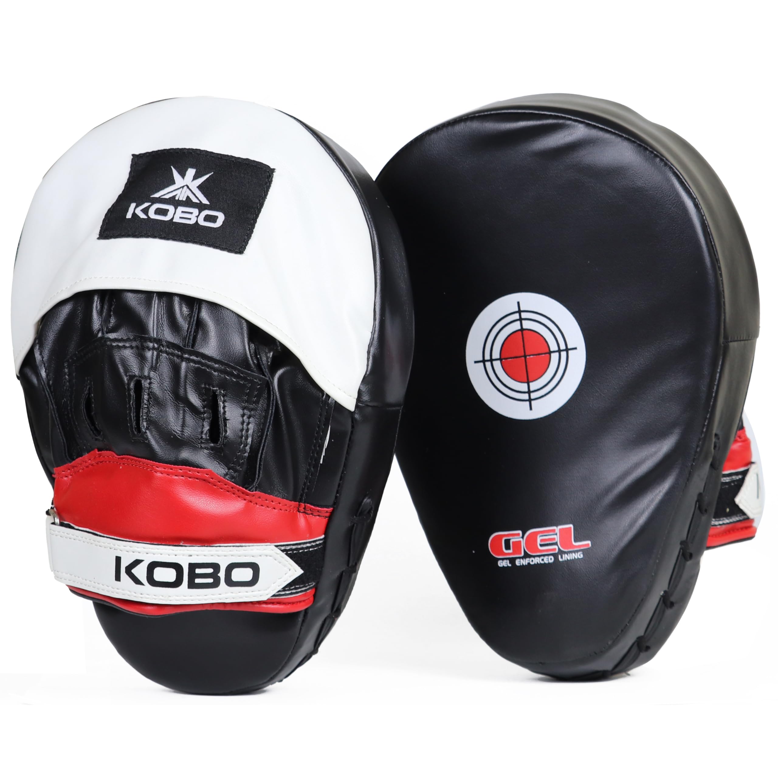 Kobo P.U Leather Focus Pad Curved Padded for Boxing Gloves, Martial Arts Sparring Training Professional Punches for Gym Focus Target Hook and Jab Pads Men Women