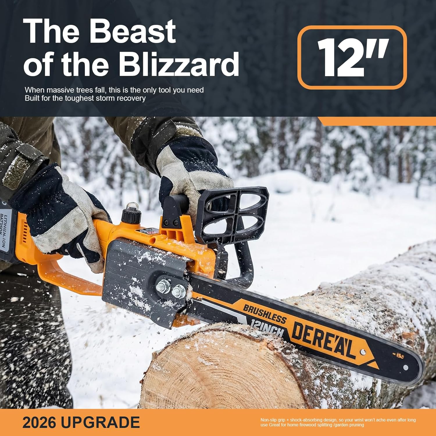 Electric Brushless Chainsaw Cordless, 12" Electric Chain Saw, 20V Battery Power Chain Saw for Tree Trimming and Branch Wood Cutting with 2 * 4.0Ah Battery and Charger