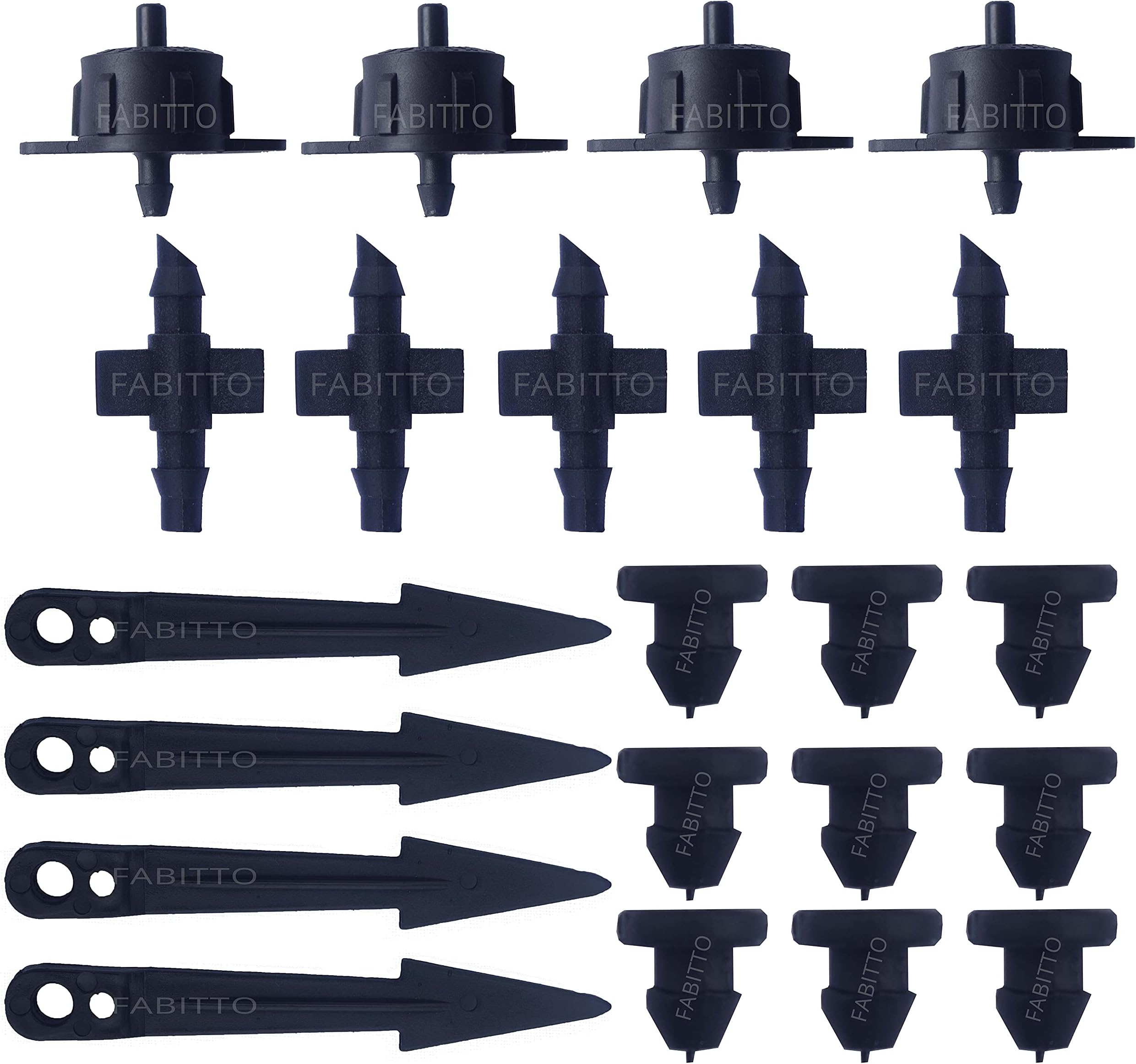 Drip Irrigation Kit Accessories 4mm Pipe Connectors Emitters Pins Stoppers Stakes for Watering the home garden plants 300pcs.