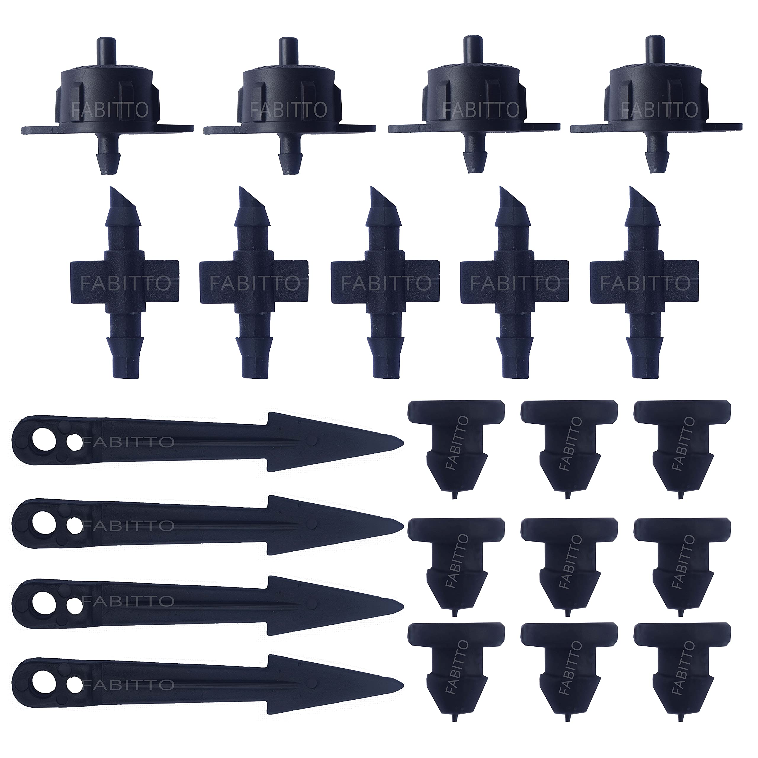 Drip Irrigation Kit Accessories 4mm Pipe Connectors Emitters Pins Stoppers Stakes for Watering the home garden plants 300pcs.