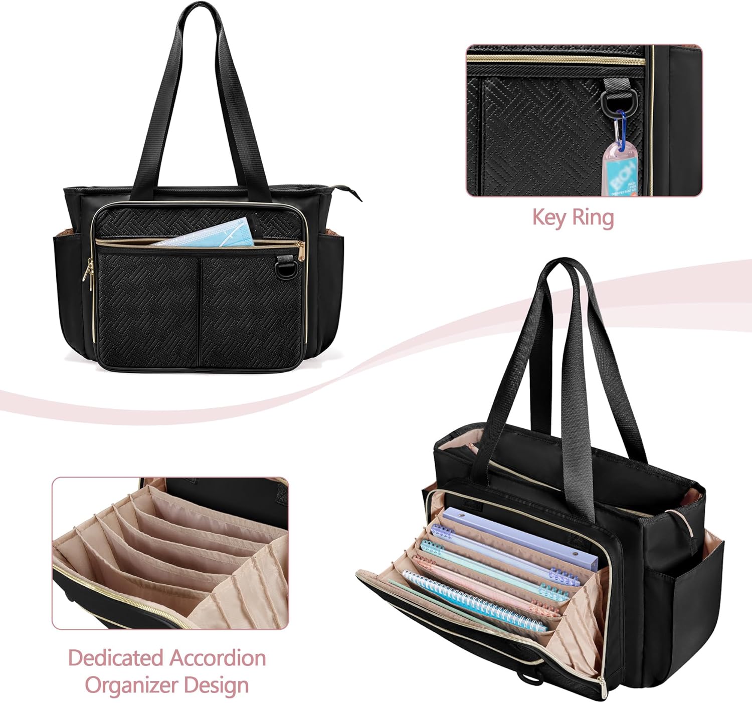 Nurse Tote Bag for Women, Nursing Clinical Bag - Accordion File Organizer, Nurse Work Bag for Home Healthcare - Image 2