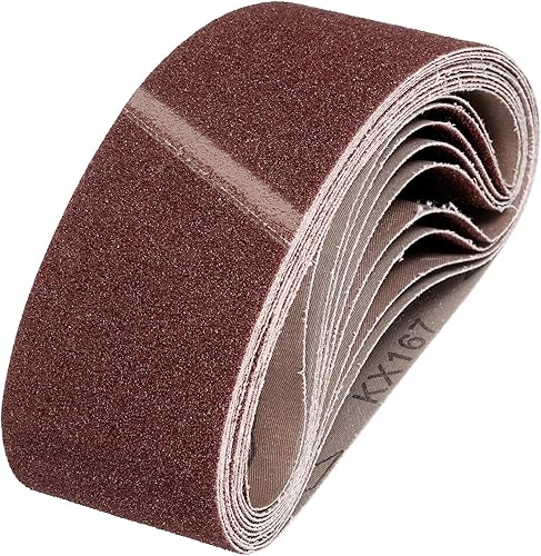 Miniatura 26 de HARFINGTON 3 correas de lijado de 18 pulgadas, 12 unidades de 60 granos de óxido de aluminio abrasivo de lijadora para carpintería, pulido de metal,