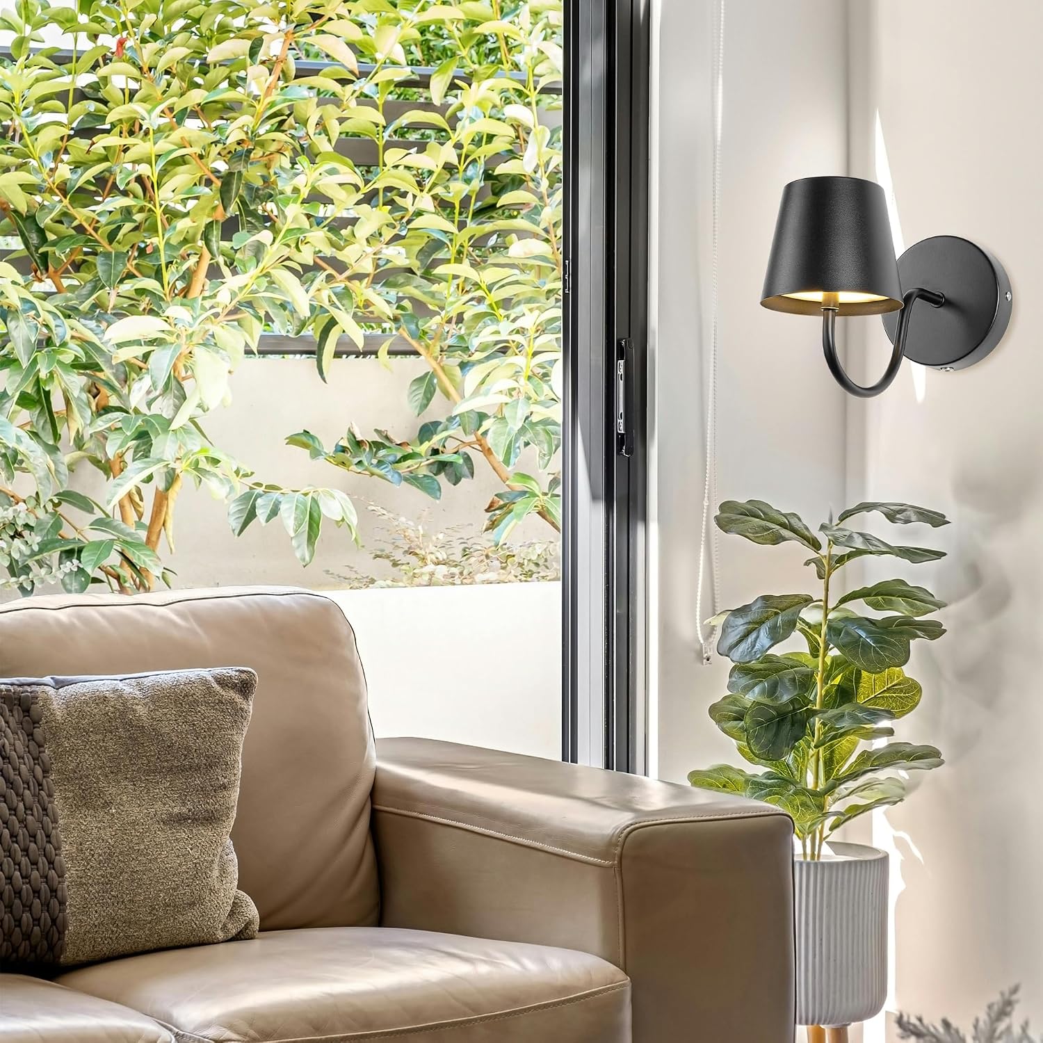 Kiven Battery Operated Wall Sconces,2W Rechargeable Wall Lamp LED Indoor Up and Down with 3 Color Temperature,1-Light Cordless Reading Lamps for Living Room Bedside Decor TD1033
