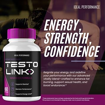 Testo Link Capsules, Official TestoLink Supplement Pills - Maximum Strength, All Natural Formula for Energy, Stamina and Performance, Premium Testo Link Health Pills Reviews (5 Pack)