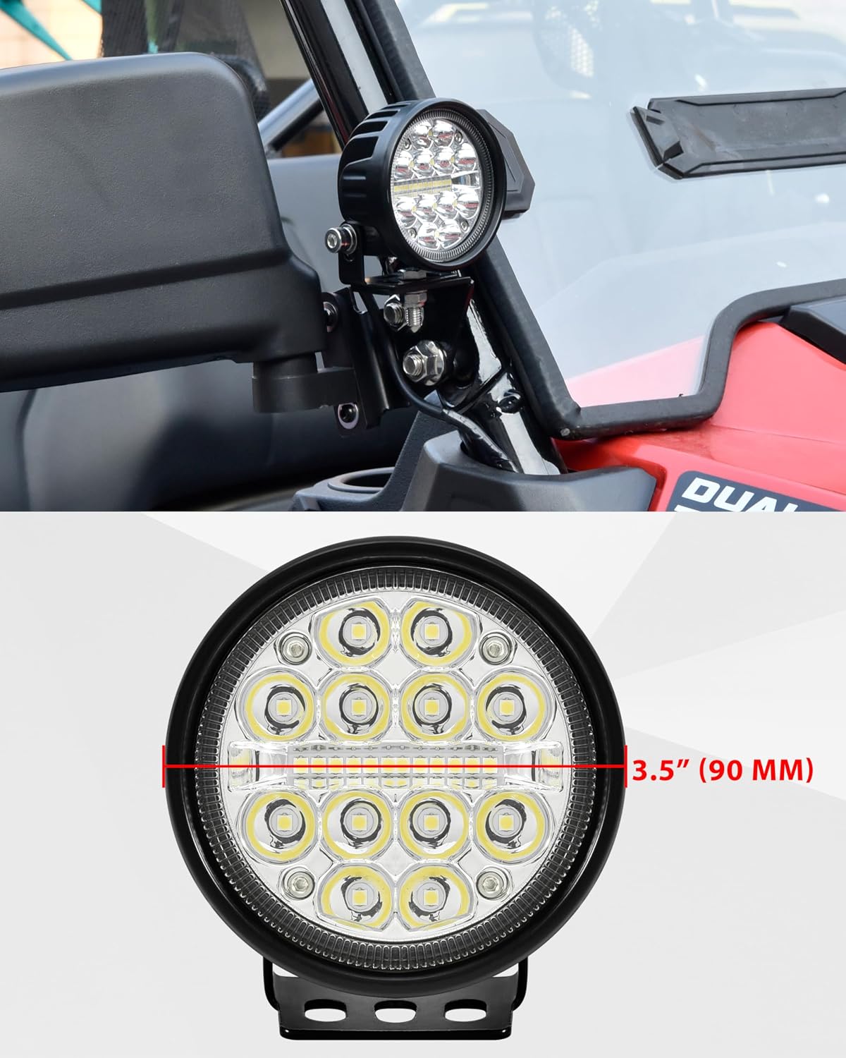 SAUTVS A-Pillar LED Pod Lights for Honda Pioneer 1000-3 1000-5 1000-6 2016-2023 2025 (Not for 2024) Accessories, Front Auxiliary Lights with Mounting Bracket & Wiring Harness, Plug and Play, 2PCS