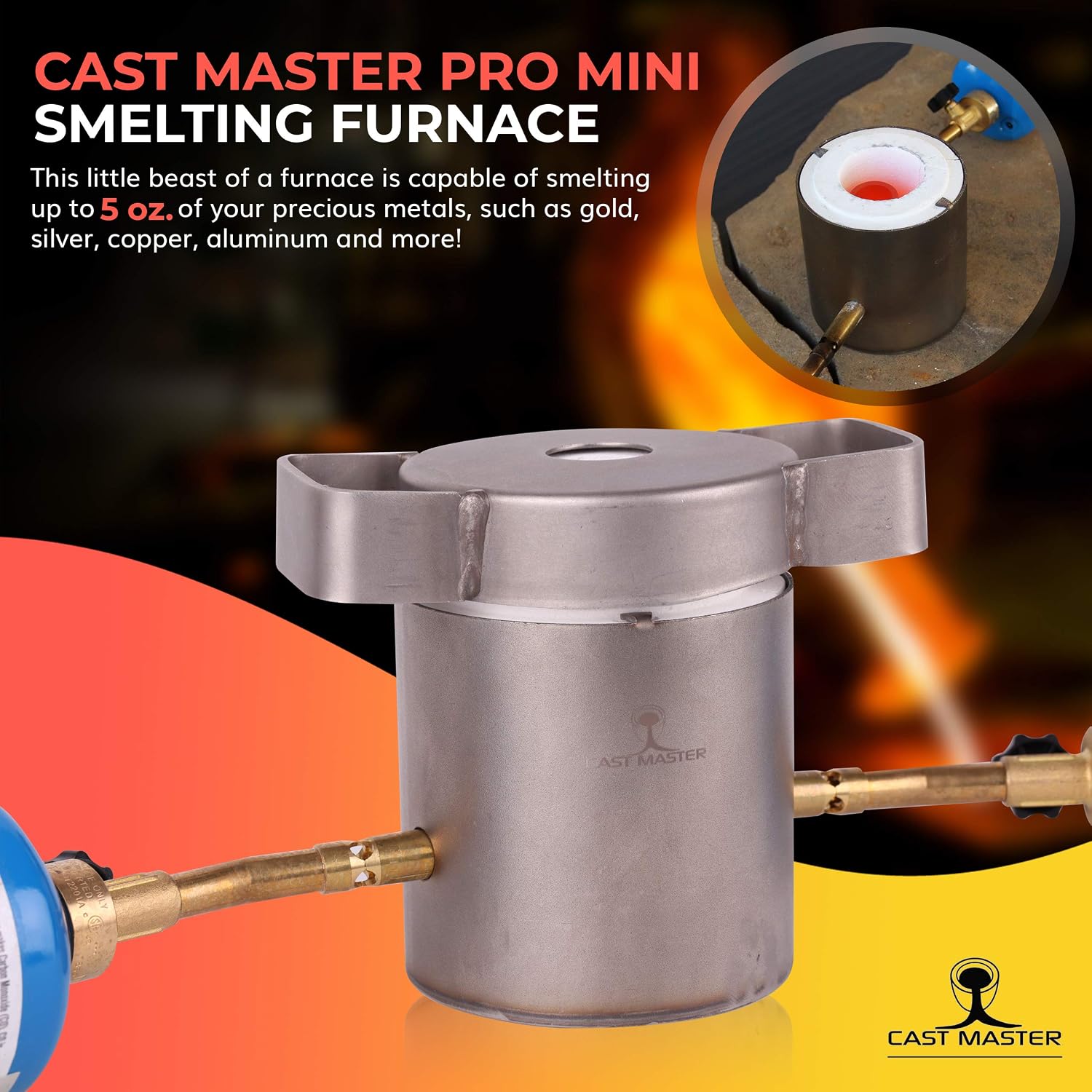 Buy Usa Cast Master Pro Mini 5 Ounce Propane Jewelry Kiln With Crucible And Tongs Borax Smelting Gold Silver Copper Scrap Metal Recycle 5oz Ounce Capacity Online In Turkey B08d51d4hc