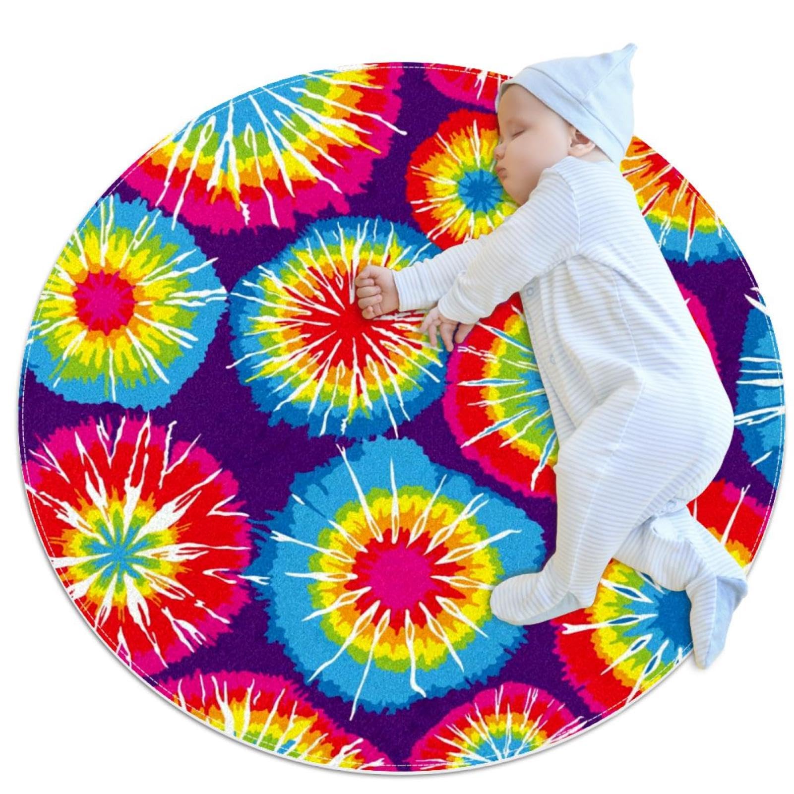 Tapis antidérapant rond 1m lavable et ultra doux pour chambre