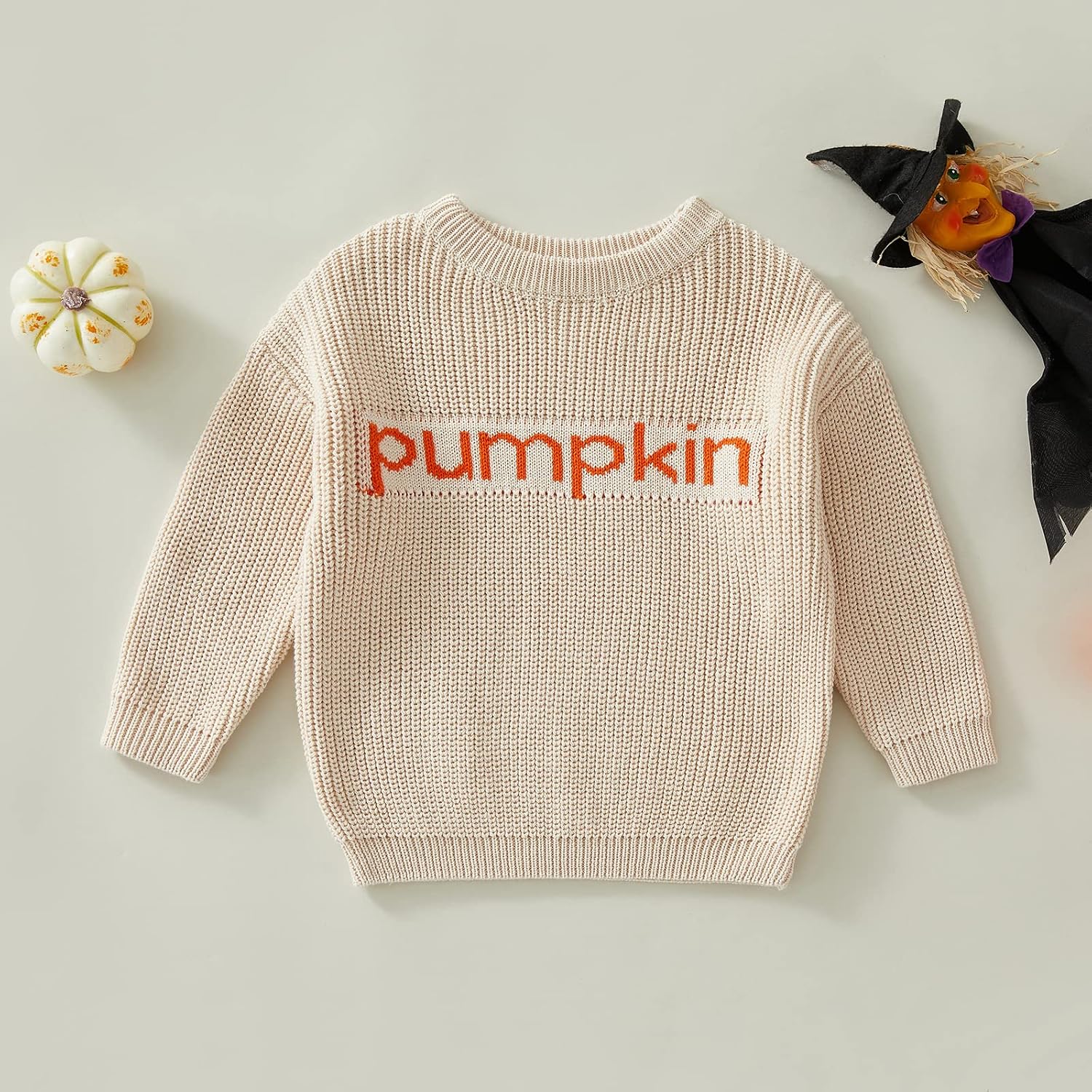 Toddler Baby Boy Girl Halloween Sweater Knit Chunky Pumpkin Sweaters Oversized Pullover Outfit Fall Clothes