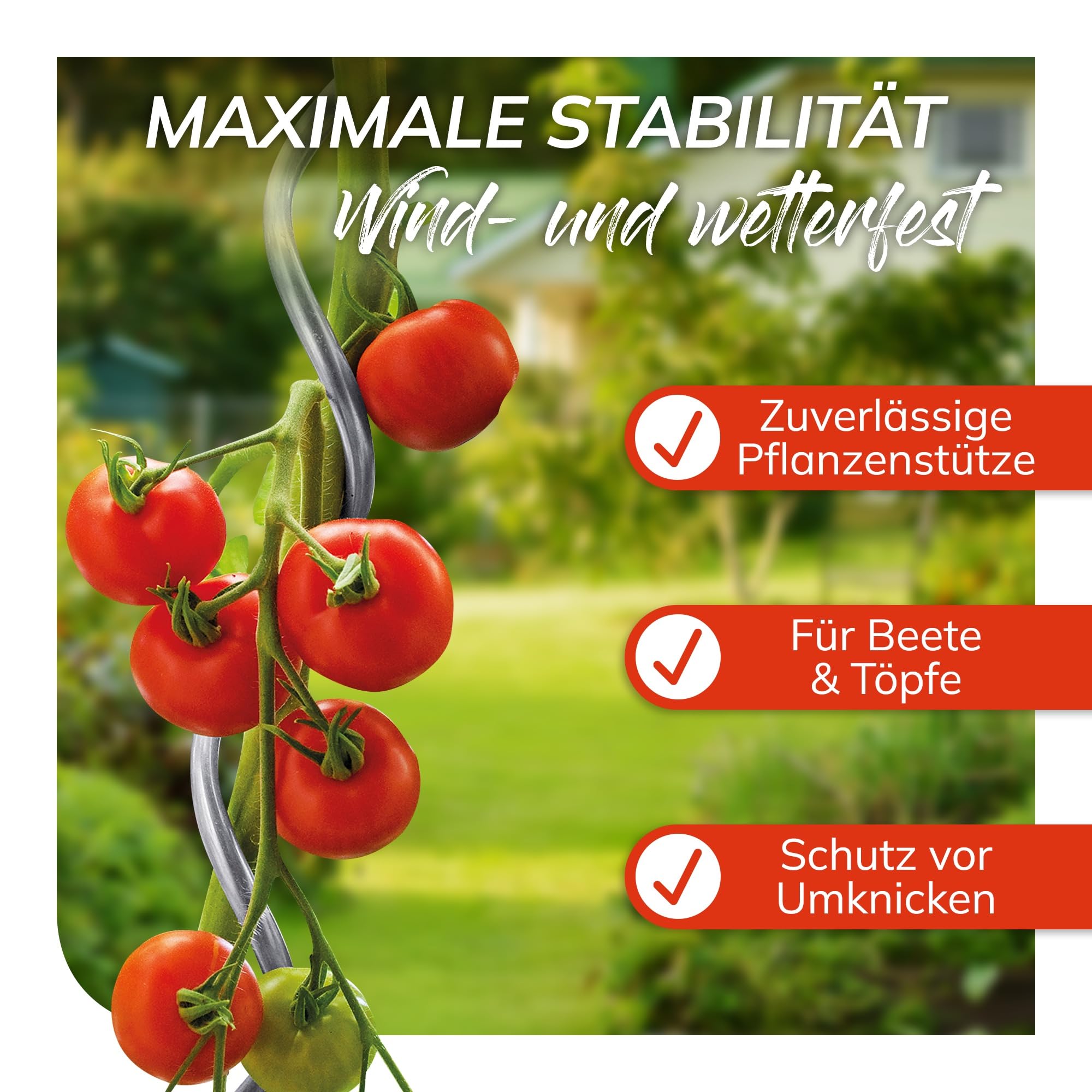 bellissa Tomatenspirale Rankhilfe Pflanzenstütze 10er-Set Aluminium 180 cm | Ø 10 mm für Tomaten, Gurken etc., stabile Pflanzstäbe für Garten, Hochbeet & Töpfe, wetterfest & wiederverwendbar
