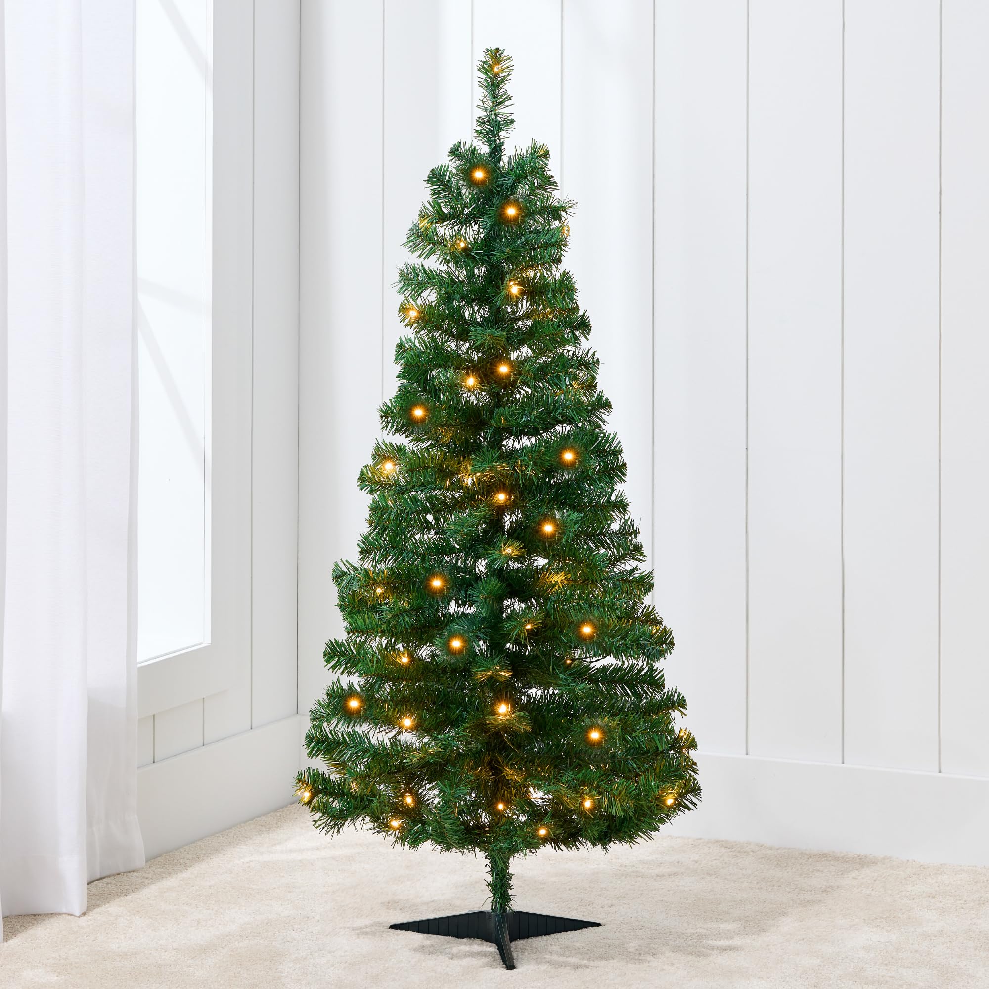 Best Choice Products 4ft Pre-lit Christmas Tree, Artificial Mini Tree Perfect for Kids, Apartments, Bedroom with Twinkling LED Lights - Green Spruce