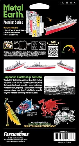 Miniatura 2 de Metal Earth Fascinations Premium Series Yamato Battleship 3D Kit de modelo de metal con pinzas