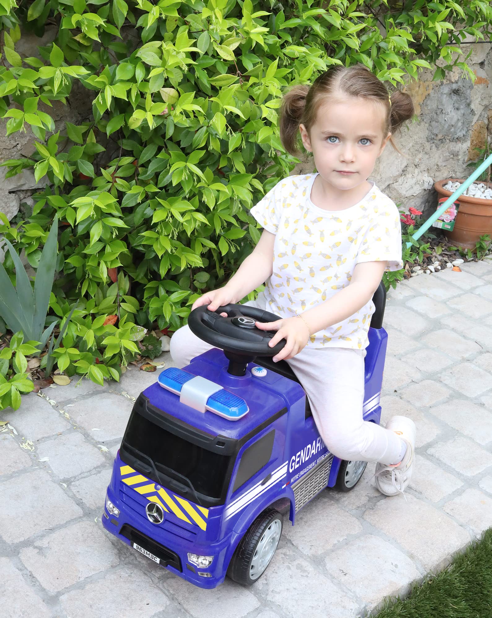 TURBO CHALLENGE - Mercedes Antos Gendarmería - Andador - 119215 - Ruedas Libres - Azul - Máximo 25 kg - Plástico - Pilas no Incluidas - Juguete para niños - Regalo - A Partir de 12 Meses