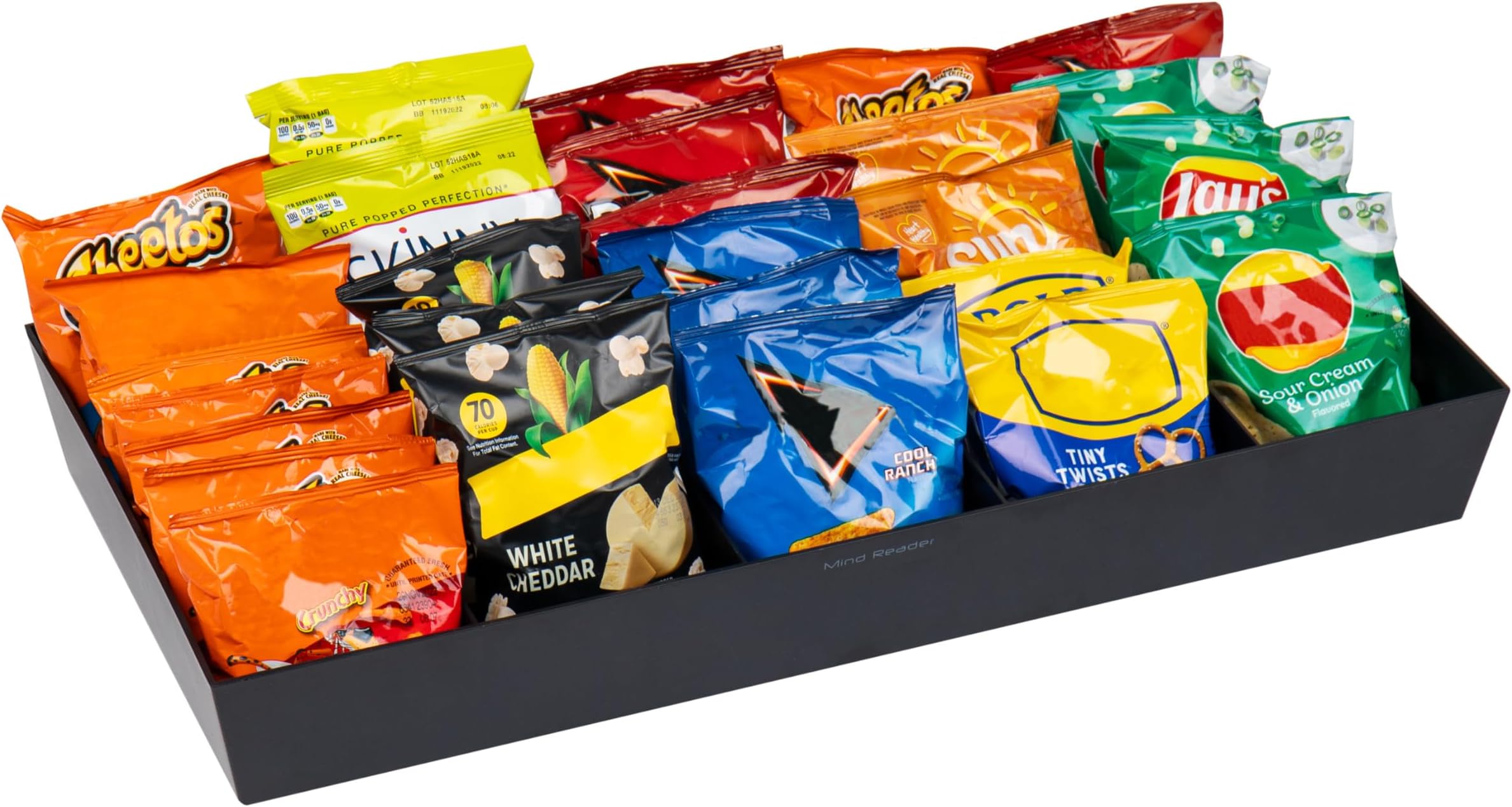 Mind Reader SNACKORGT-BLK Snack Tray, Pantry, Breakroom, Kitchen, 24" L x 12" W x 3.25" H, Plastic