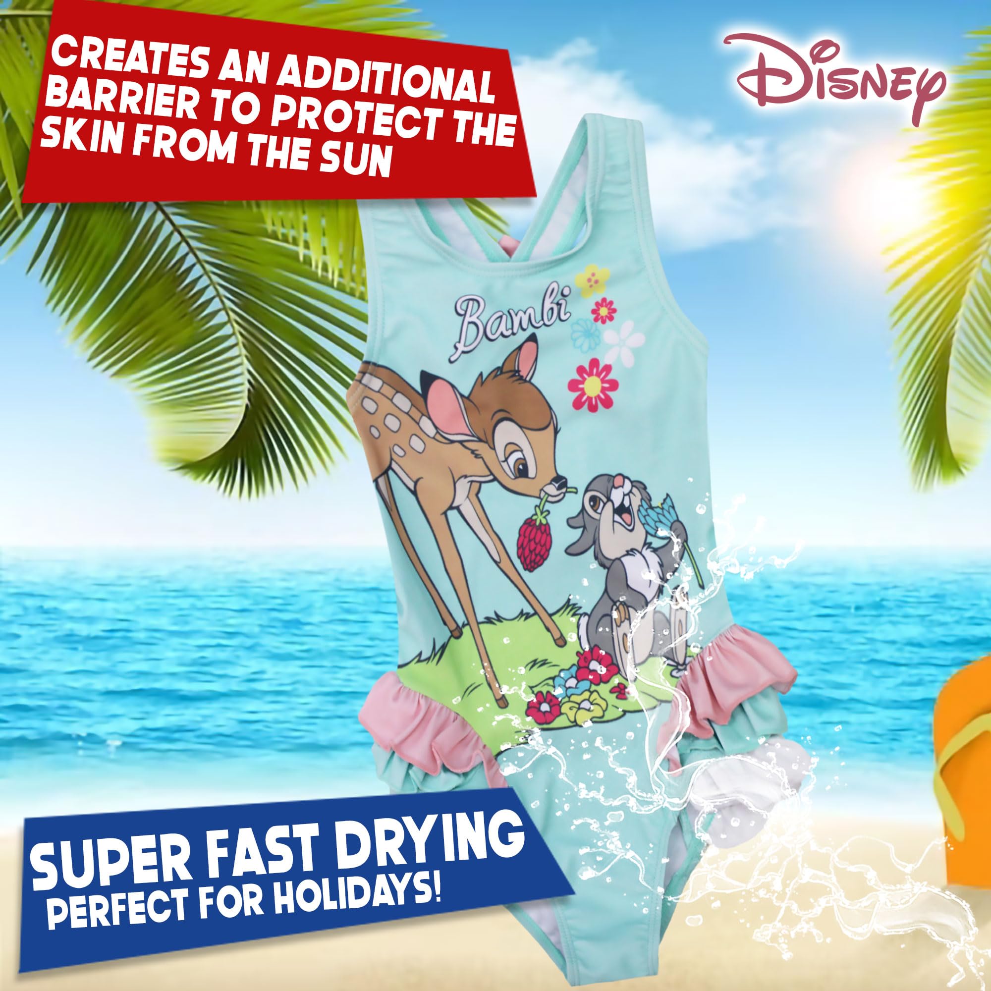 Disney Costume da Bagno Intero Mare Bambi per Neonato Bambina 1 Pezzo Bimba 6661