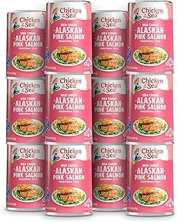 Chicken of the Sea Traditional Style Alaskan Pink Canned Salmon, 14.75 Ounce Cans, 12-Count – High Protein Lean Wild Caught Salmon – Delicious, Nutritious Wild Salmon for Burgers, Pasta, & More